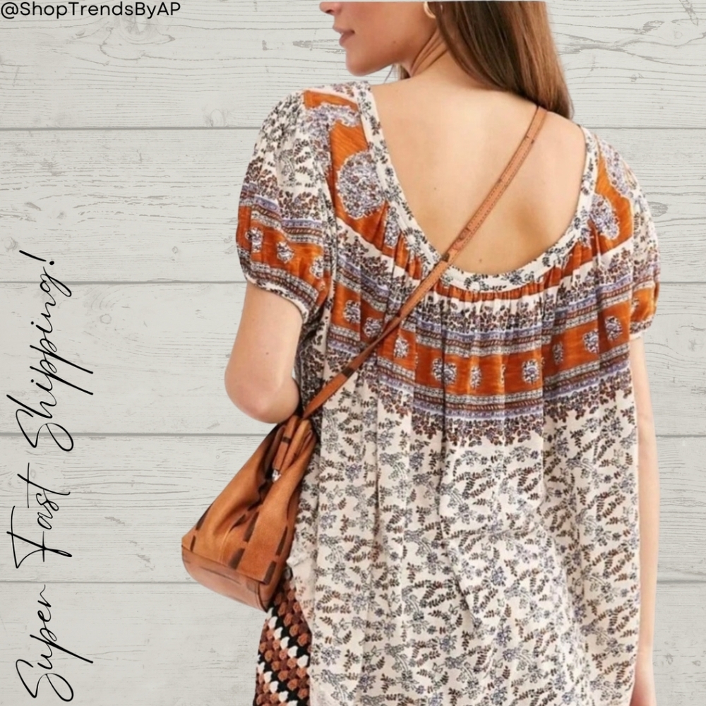 Free People Low Back Paisley Top